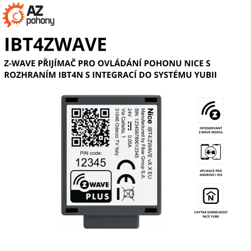 IBT4ZWAVE Nice BiDi ZWave modul pro instalaci do řídicích jednotek pohonů NICE a NICEHOME
